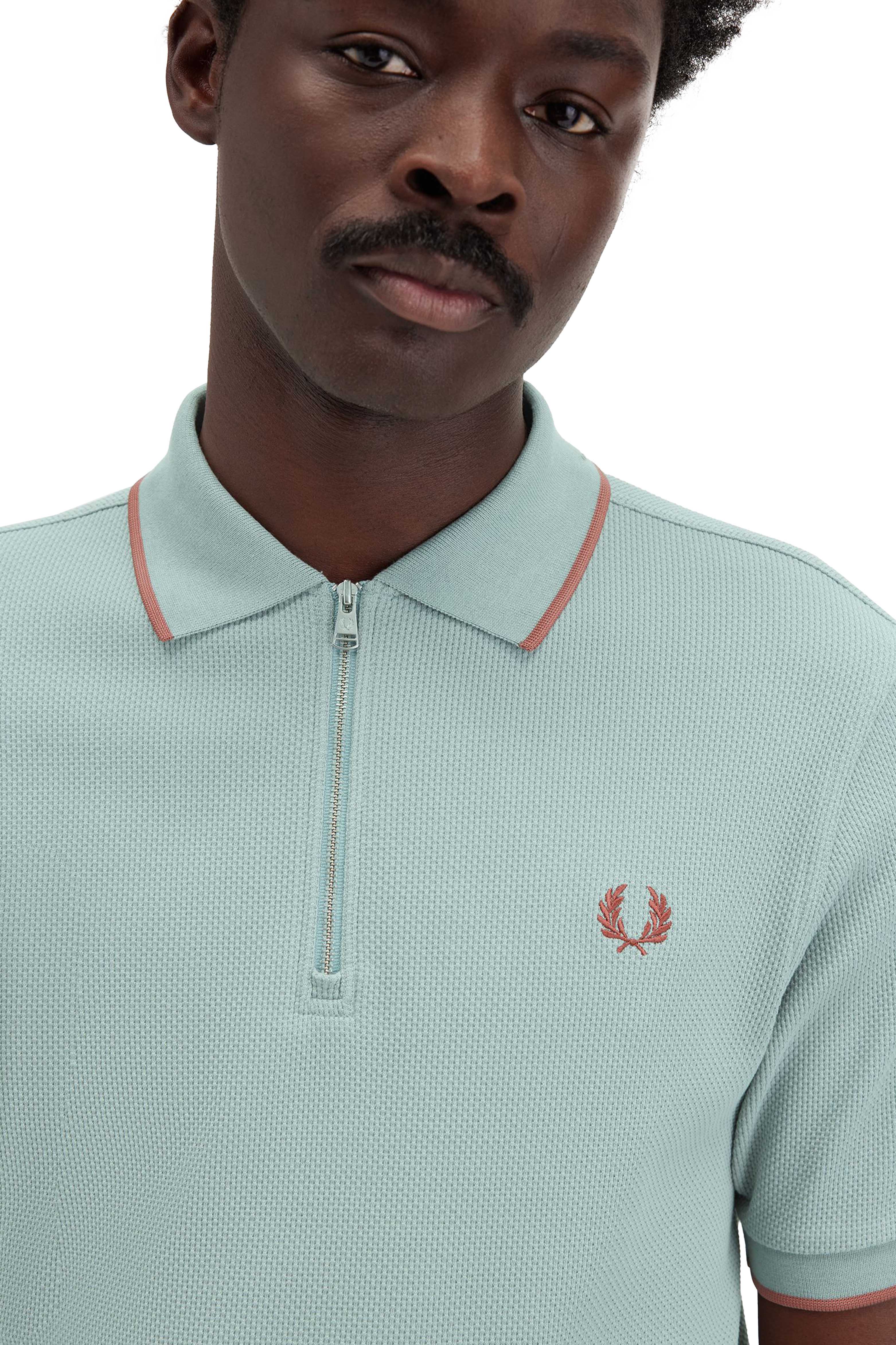 TEXTURED ZIP NECK POLO SHIRT thumbnail 4