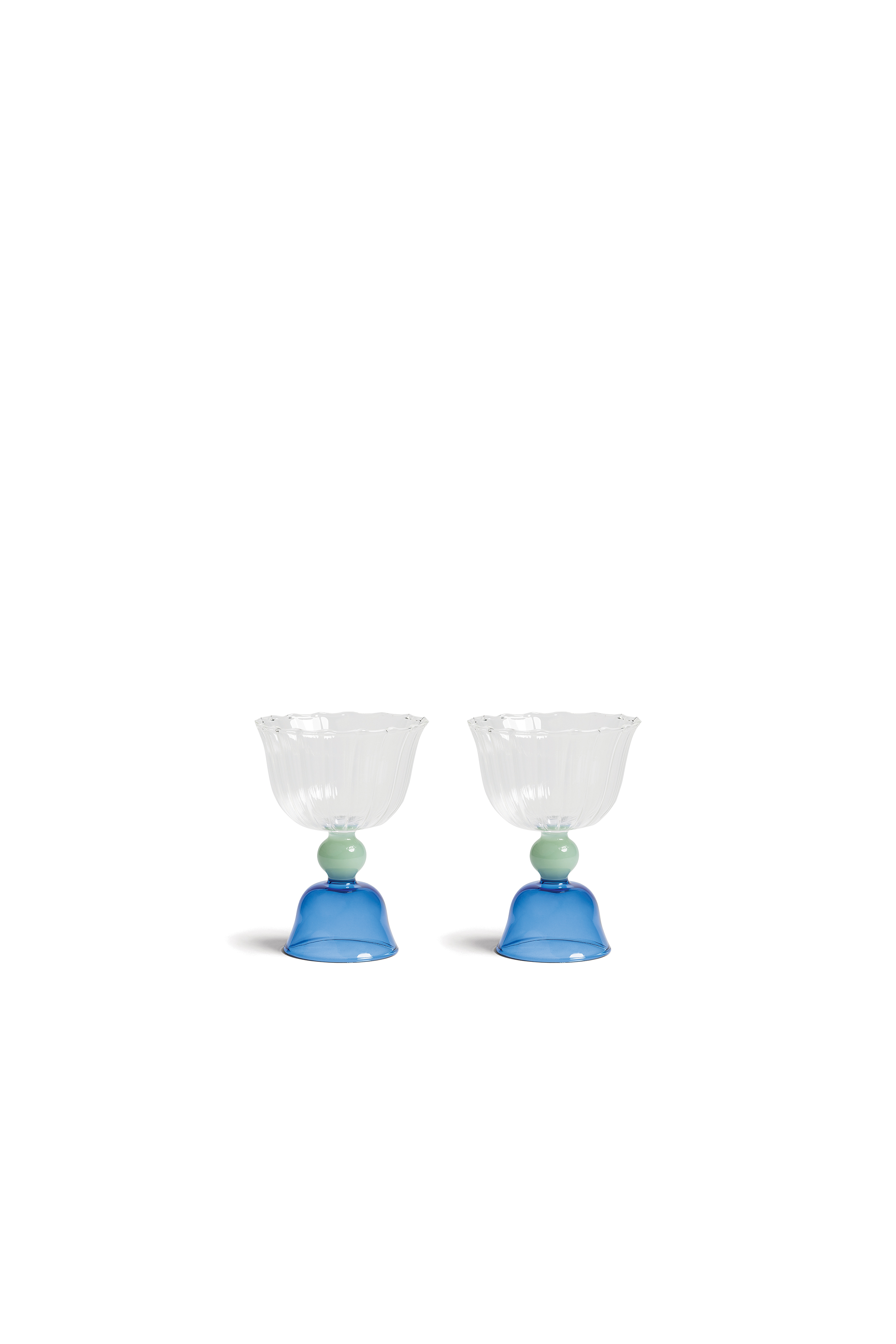 GLASS TULIP BLUE SET OF 2