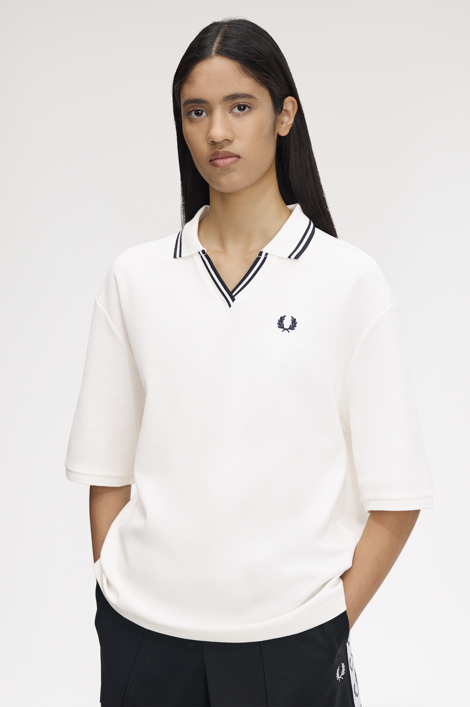 WOMENS OPEN COLLAR TIPPED POLO SHIRT thumbnail 3