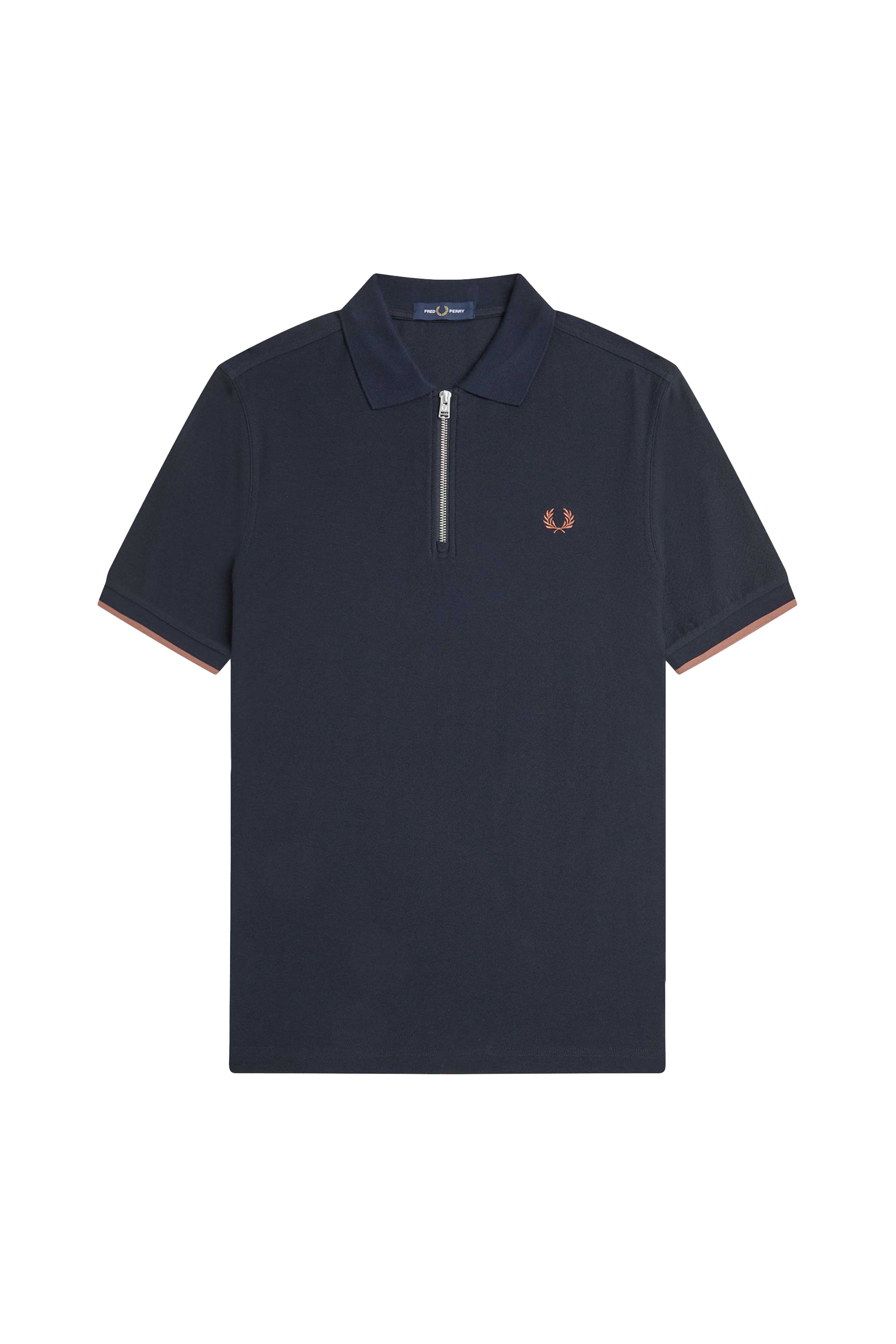 CREPE PIQUE ZIP NECK SHIRT