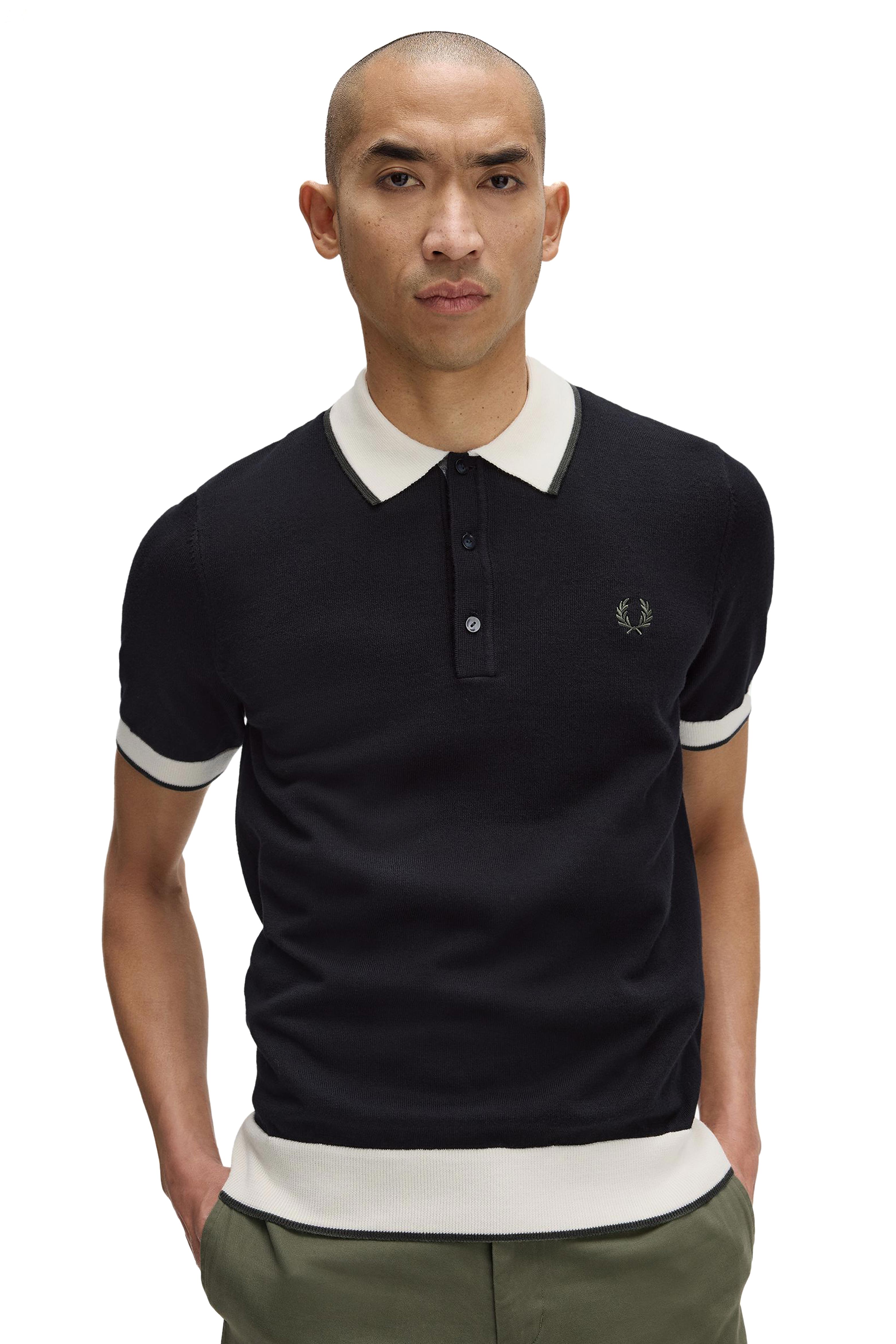 CONTRAST TIPPED KNITTED SHIRT thumbnail 3
