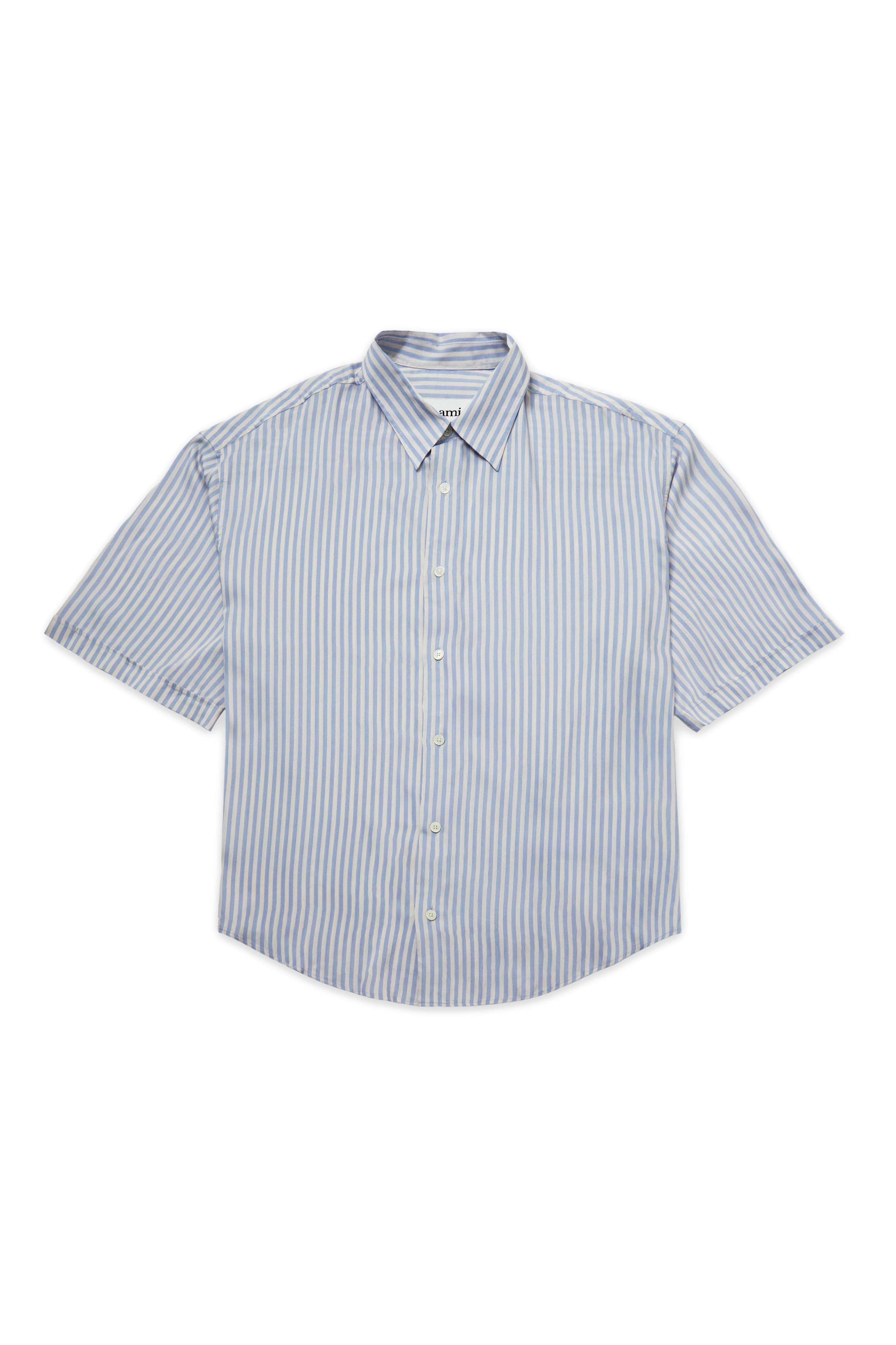 AMI-BOXY FIT STRIPE S/S SHIRT