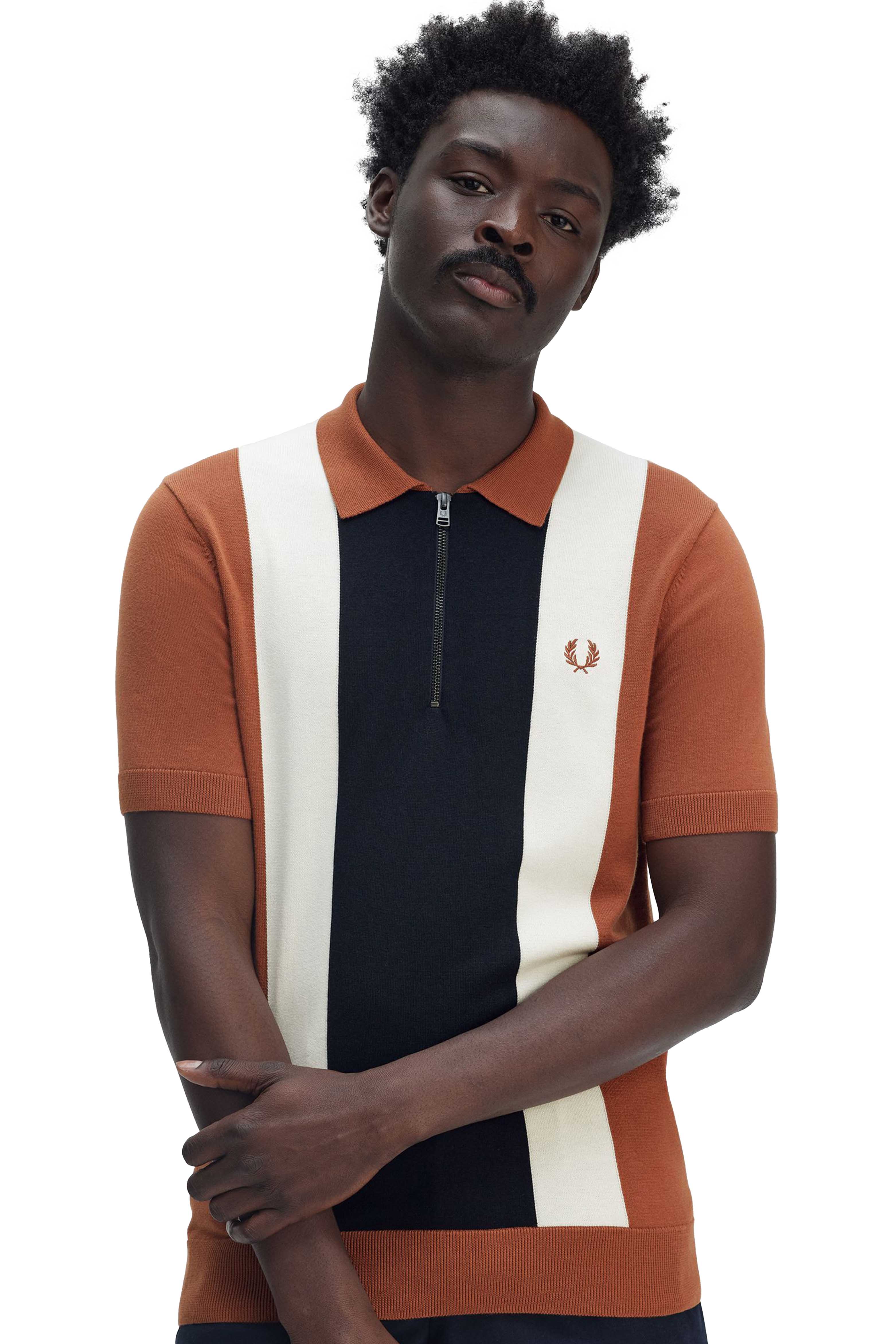 VERTICAL STRIPE ZIP NECK SHIRT thumbnail 3