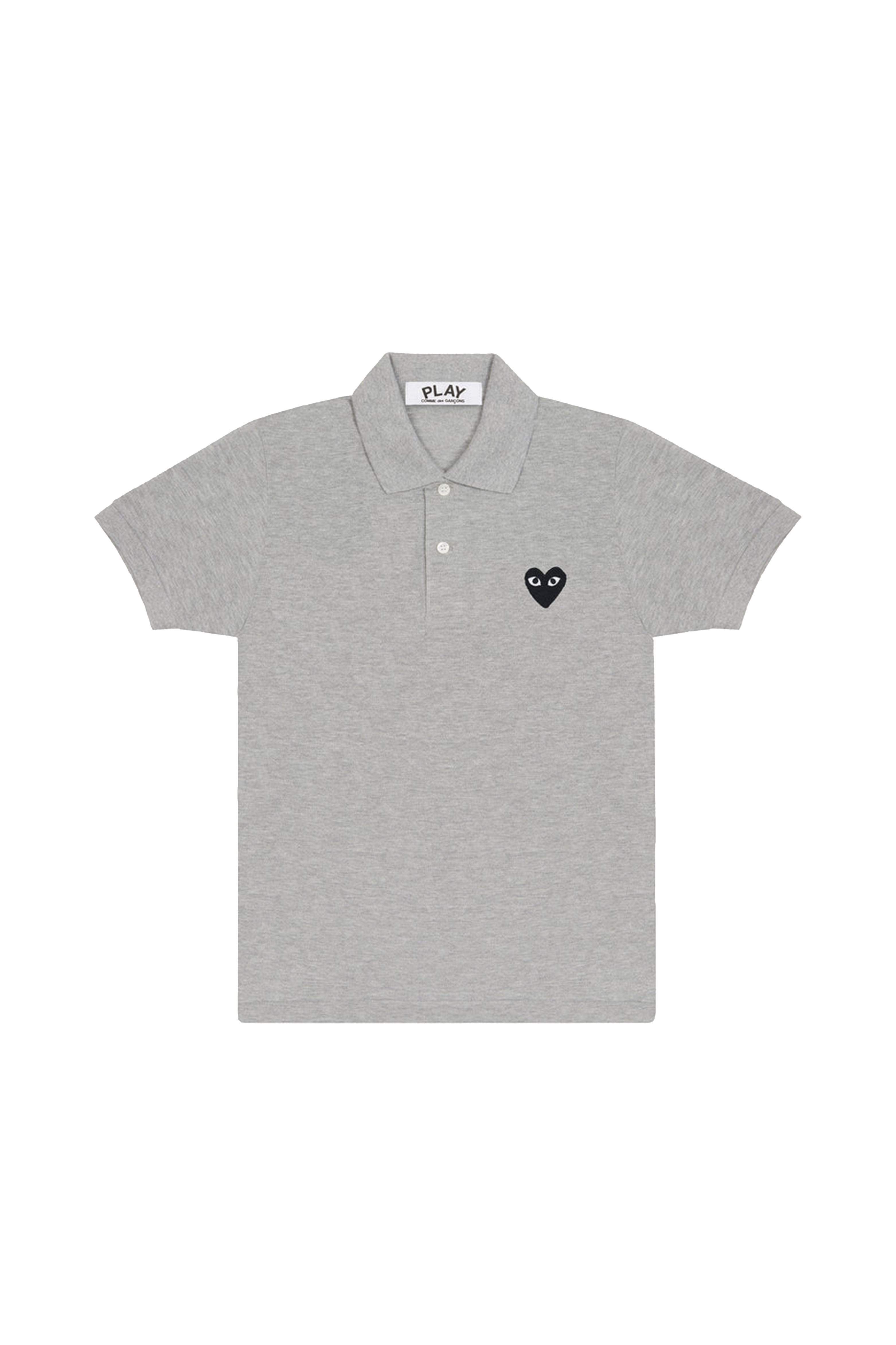 PLAY DOUBLE BLACK HEART POLO SHIRT
