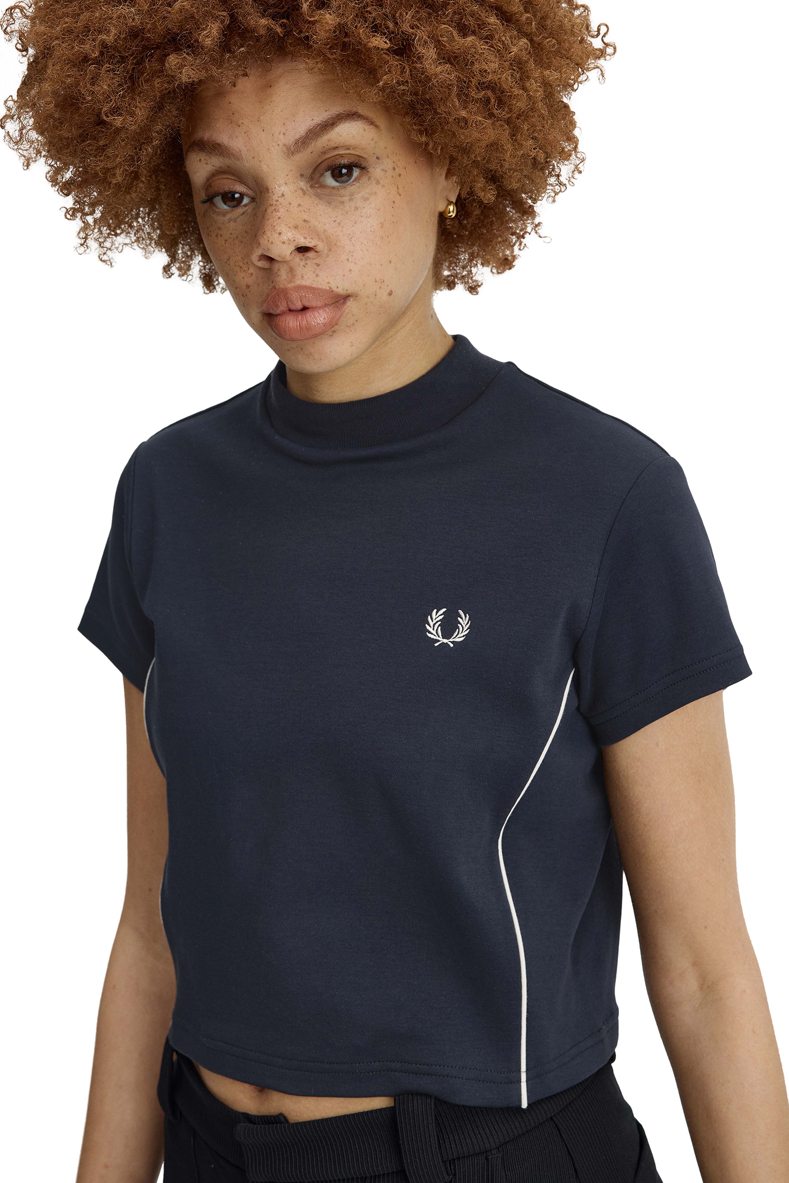 PIPED SEAMS MOCK NECK T-SHIRT thumbnail 3