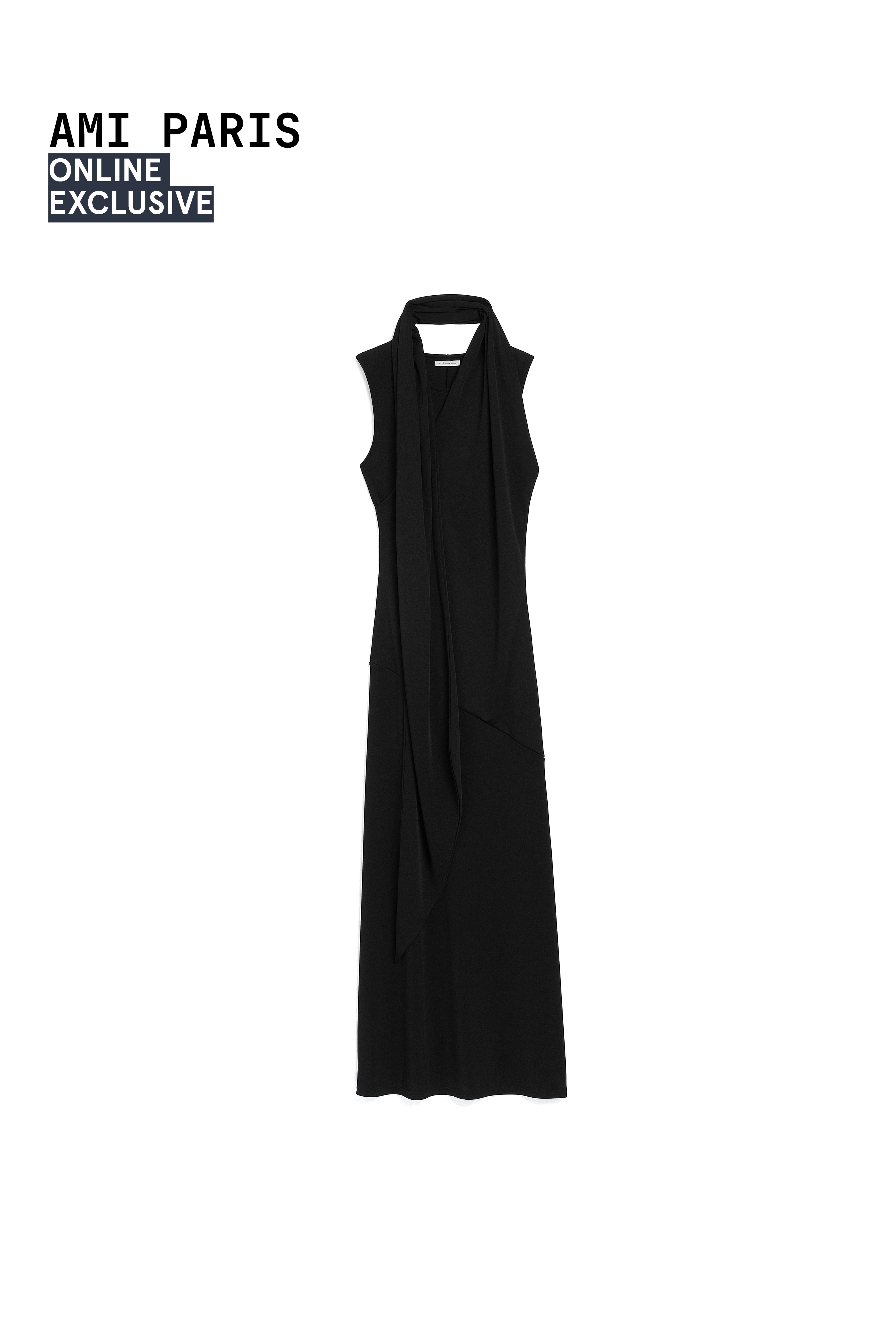 SLEEVELESS MAXI LAVALLIERE DRESS