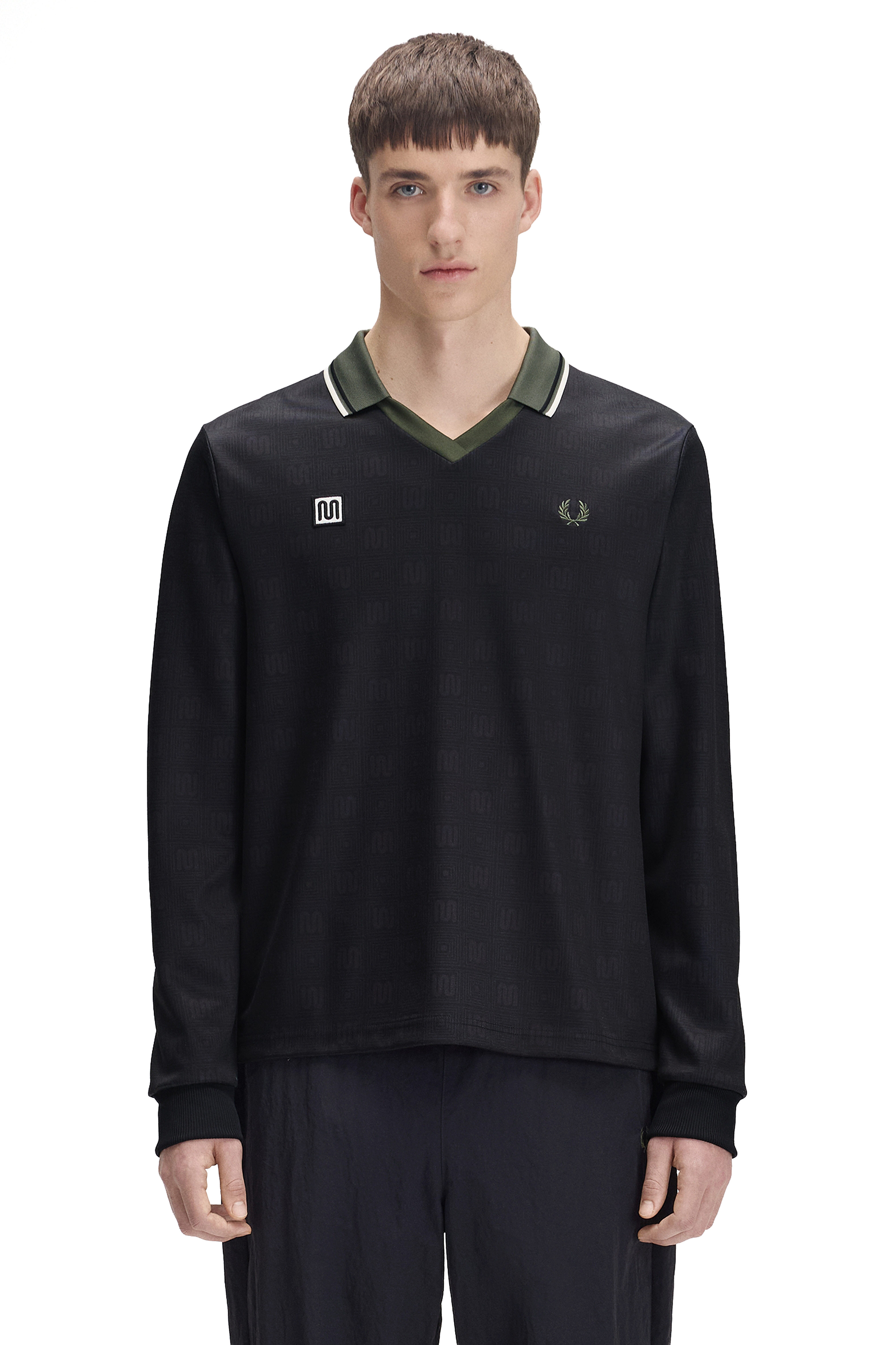 FRED PERRY X MEYBA MEN'S PRINTED L/S POLO SHIRT thumbnail 3