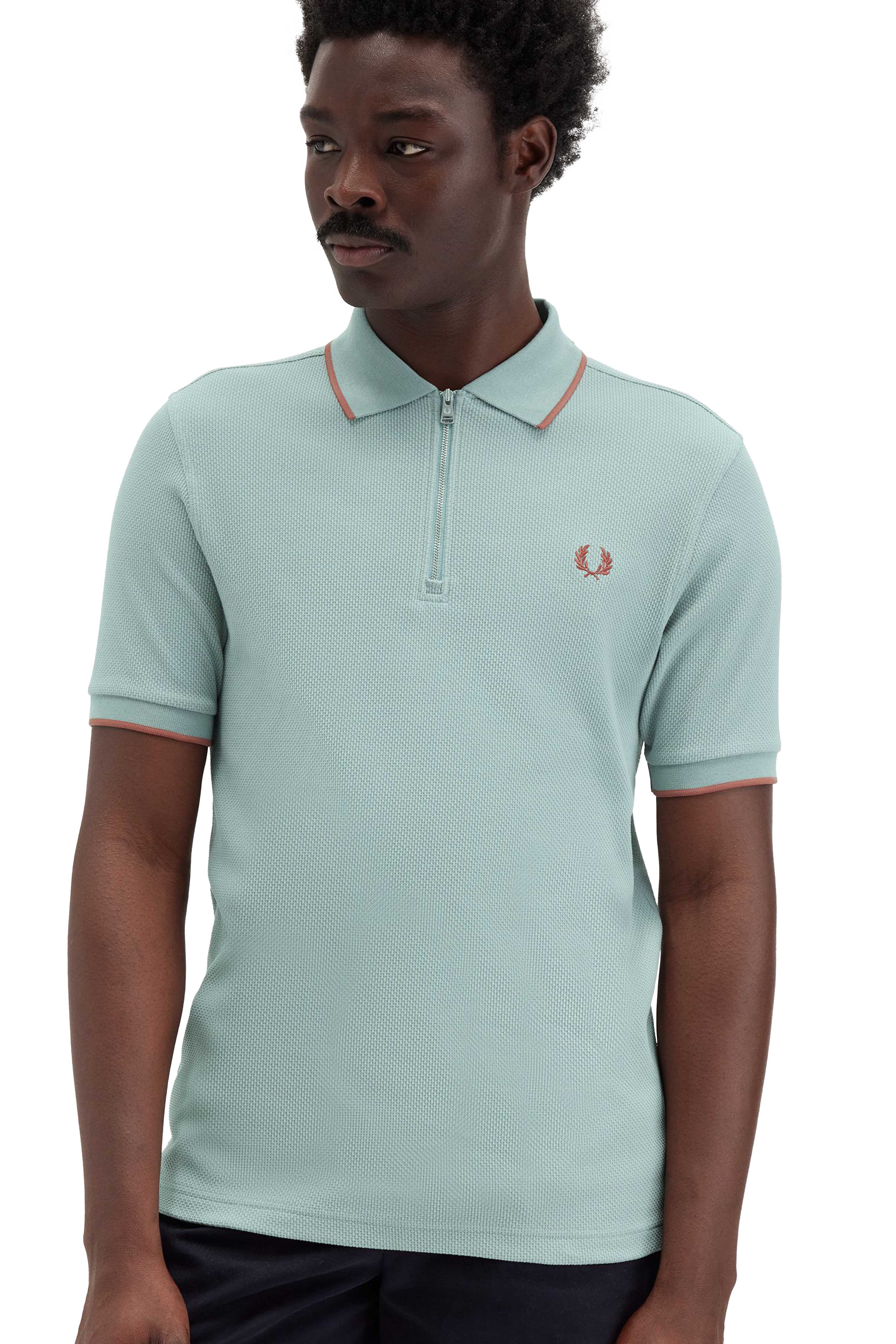 TEXTURED ZIP NECK POLO SHIRT thumbnail 3