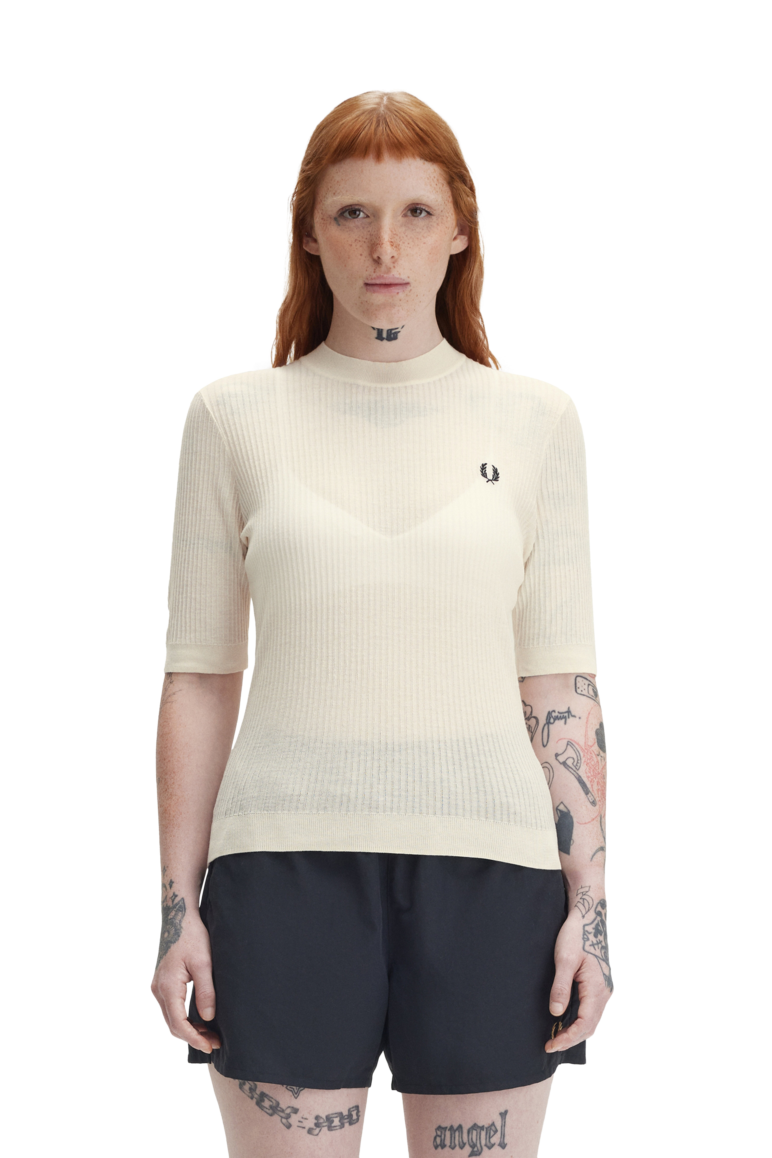 SHEER KNIT HIGH NECK TOP thumbnail 7