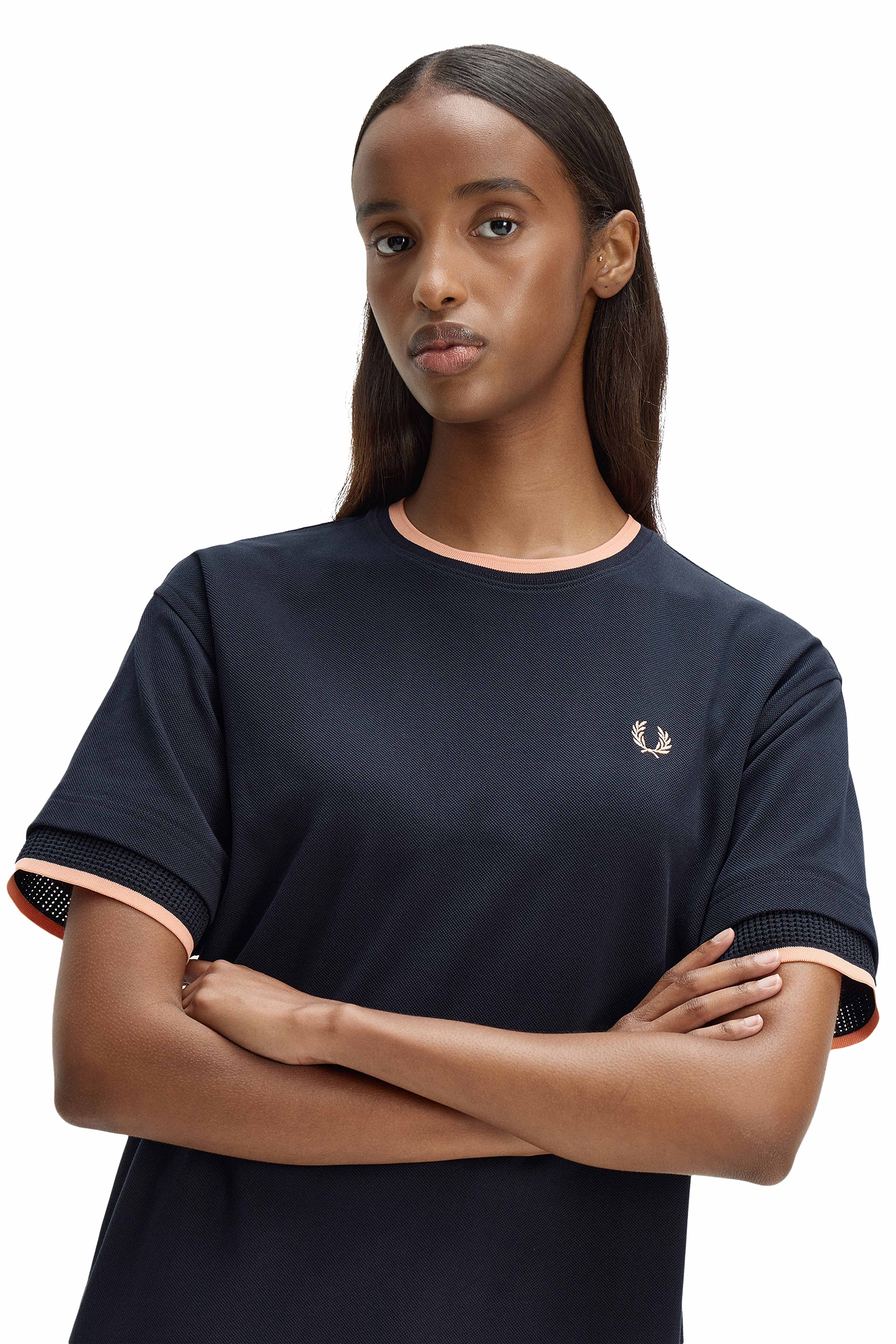 WOMEN'S TIPPED MESH PIQUE T-SHIRT thumbnail 3