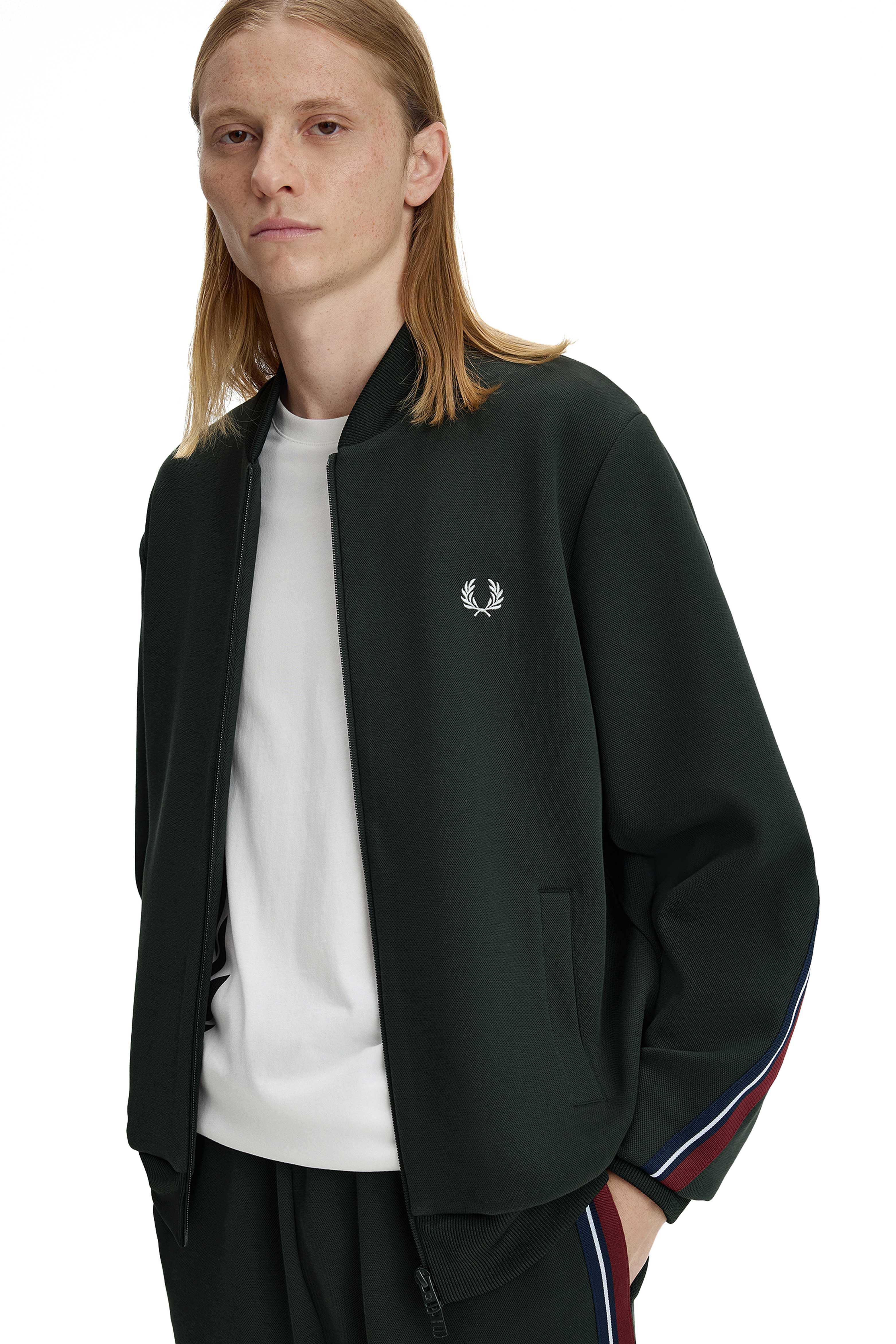 MEN'S STRIPE TAPE PIQUE TRACK JACKET thumbnail 3