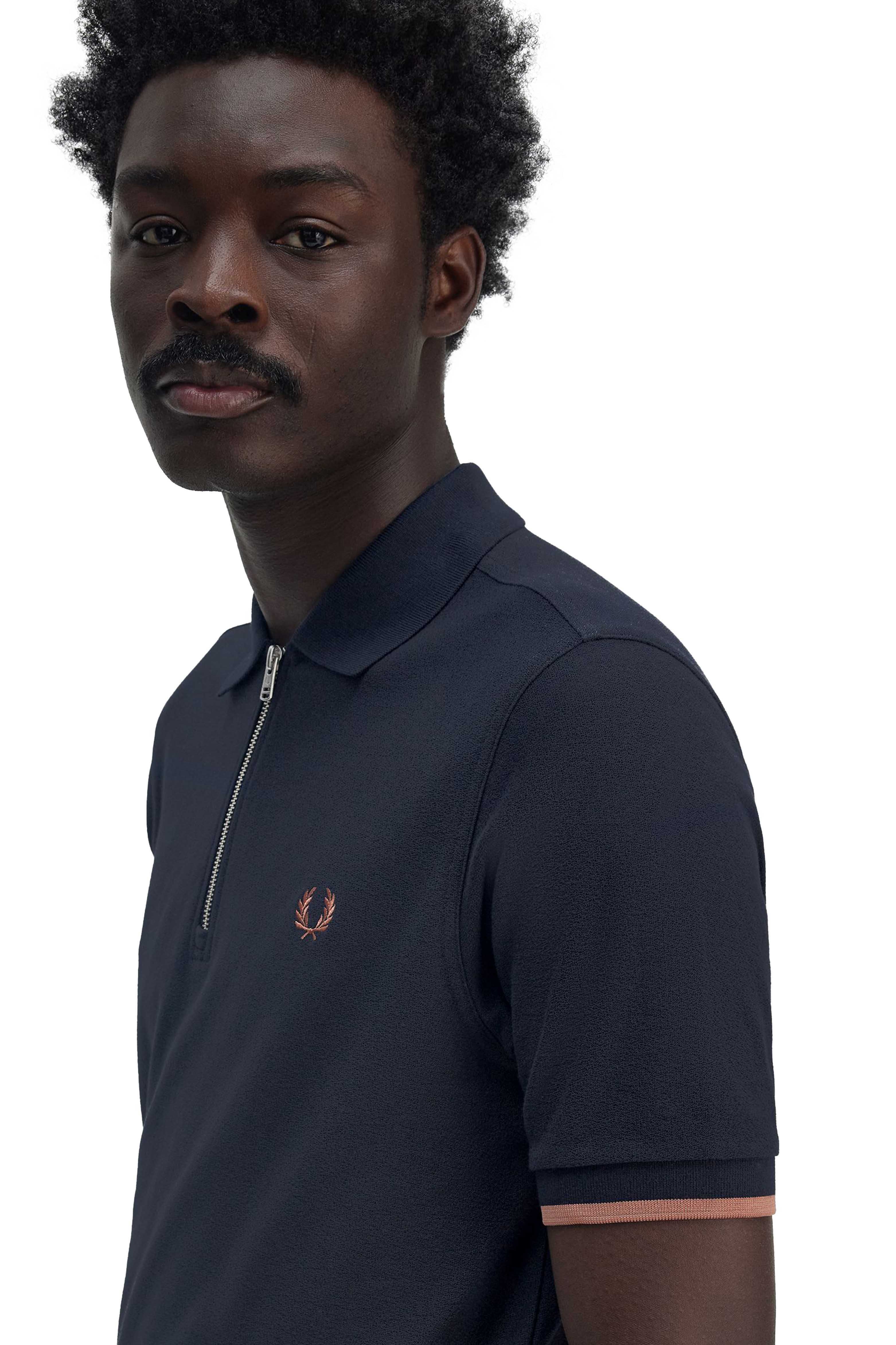 CREPE PIQUE ZIP NECK SHIRT thumbnail 4