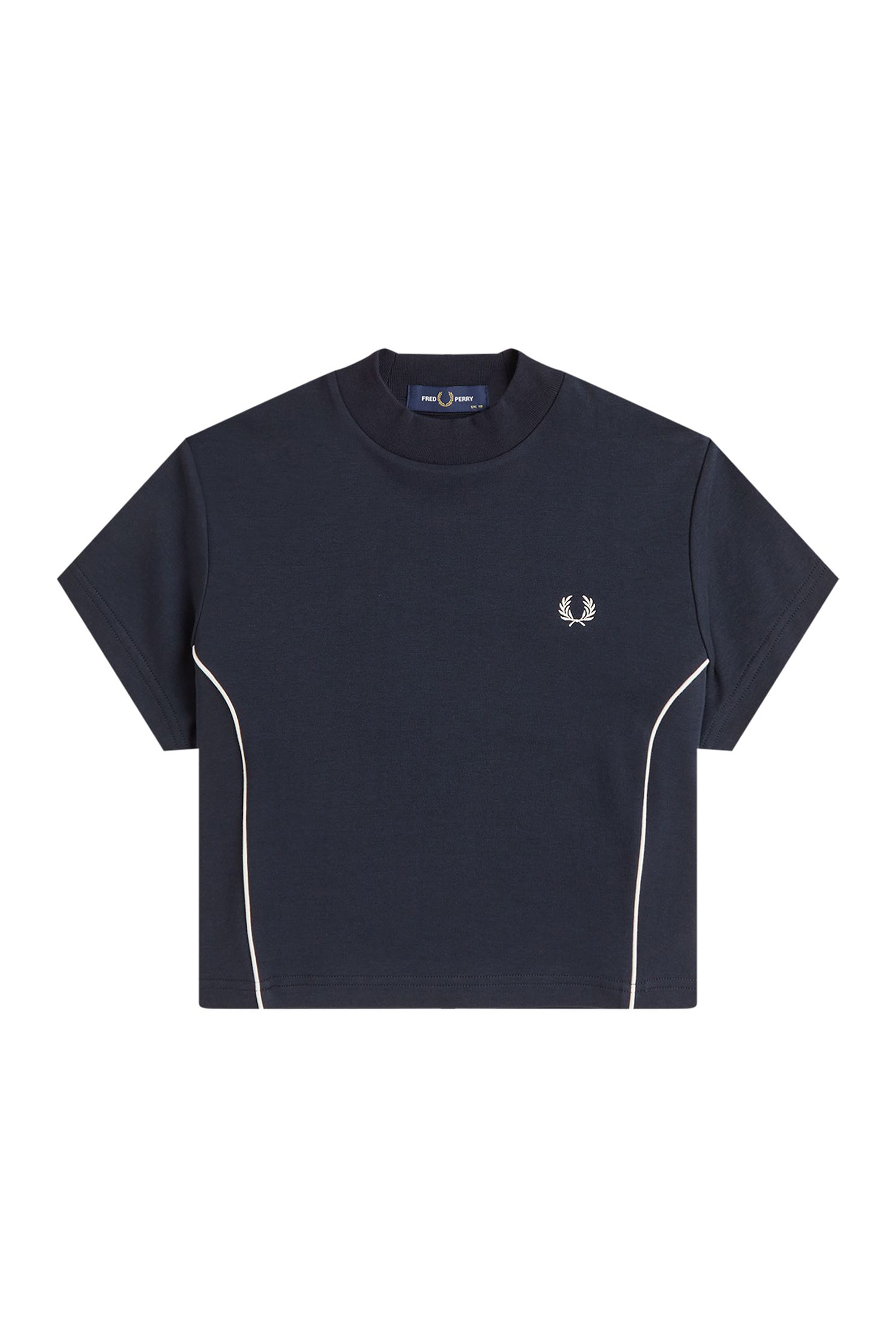 PIPED SEAMS MOCK NECK T-SHIRT
