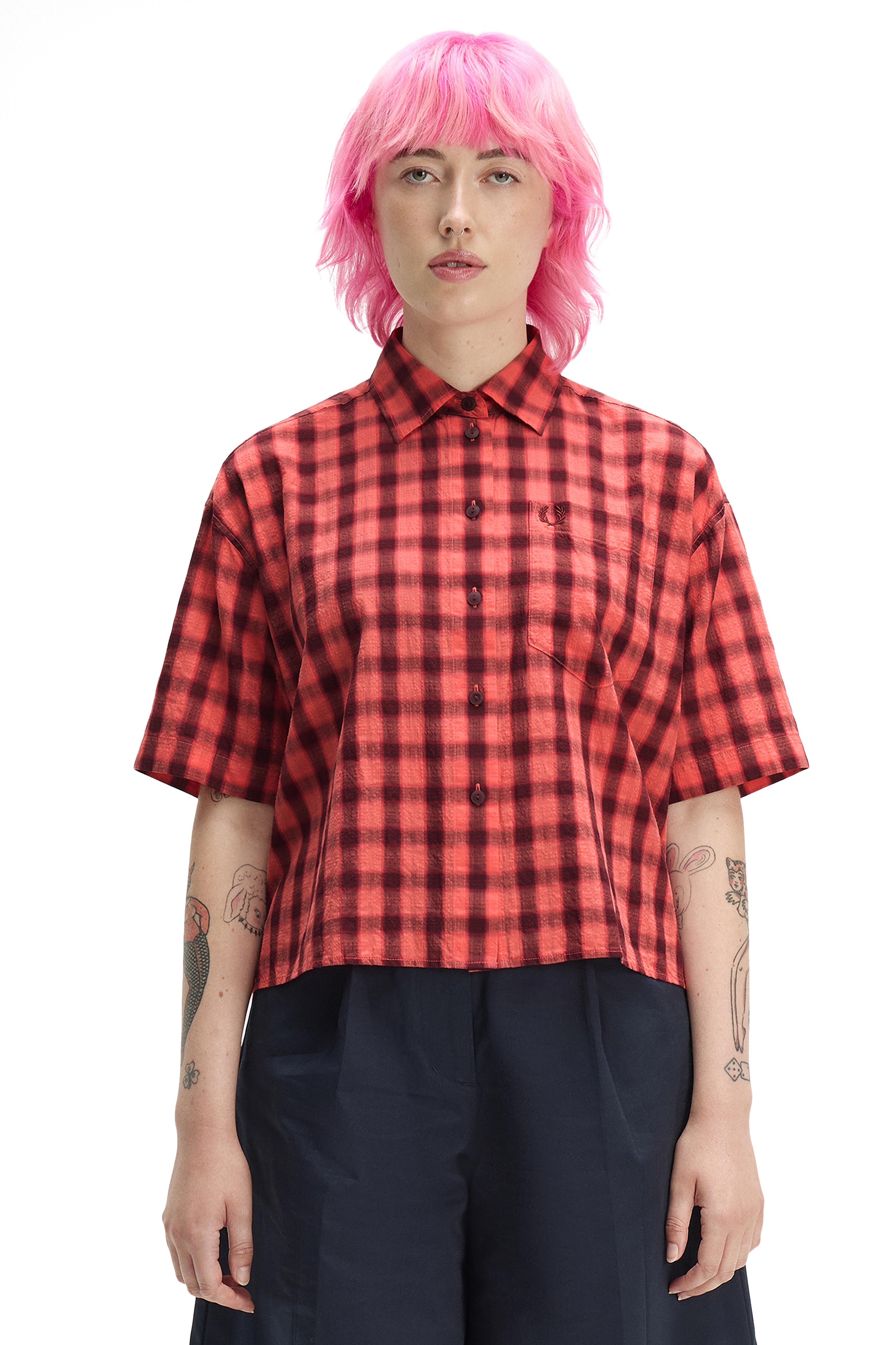 WOMEN'S TEXTURED CHECK SHORT SLEEVE SHIRT thumbnail 3