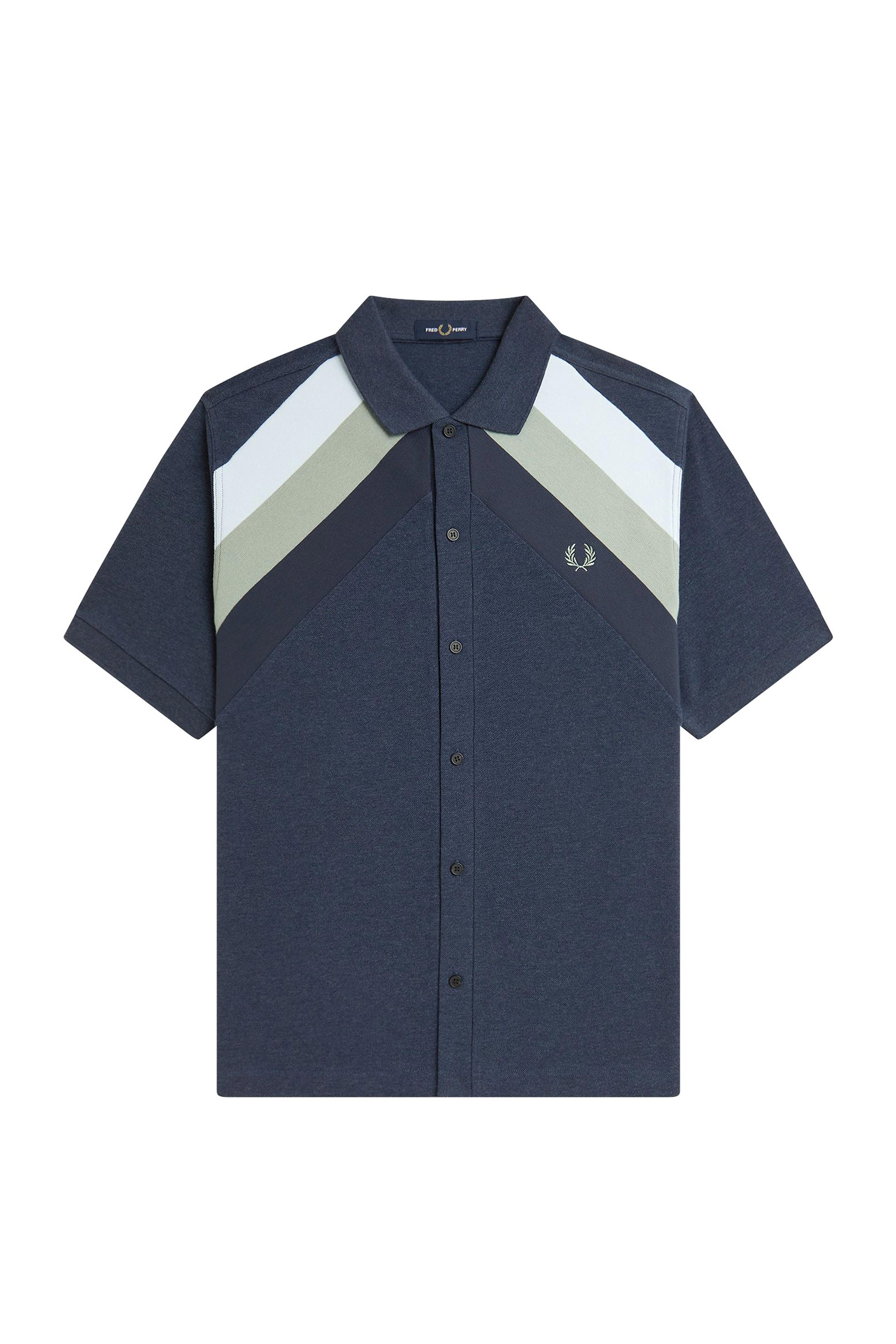 STRIPED PANEL BUTTON THRU POLO