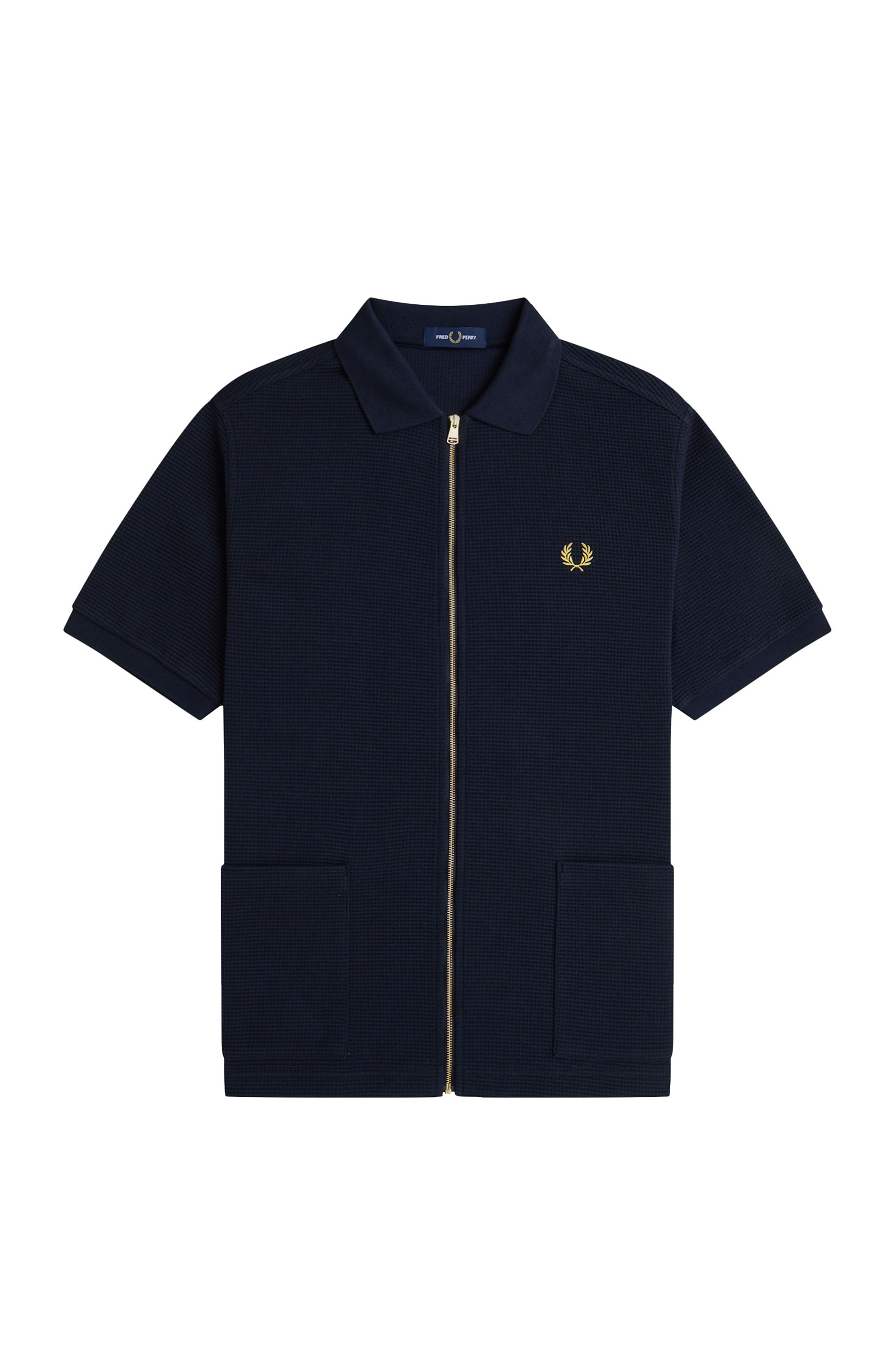 FRED PERRY WAFFLE ZIP THROUGH POLO SHIRT