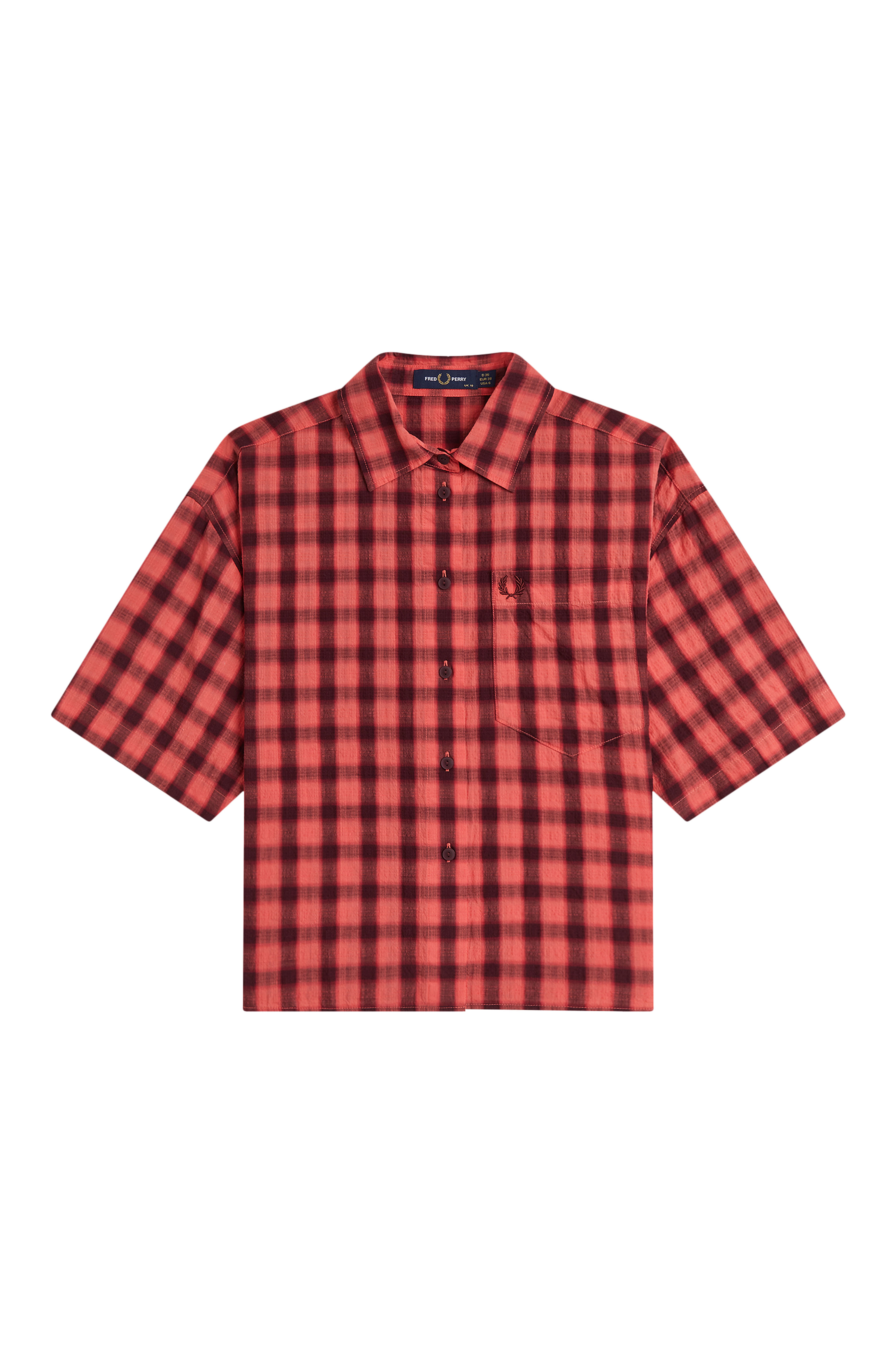 WOMEN'S TEXTURED CHECK SHORT SLEEVE SHIRT