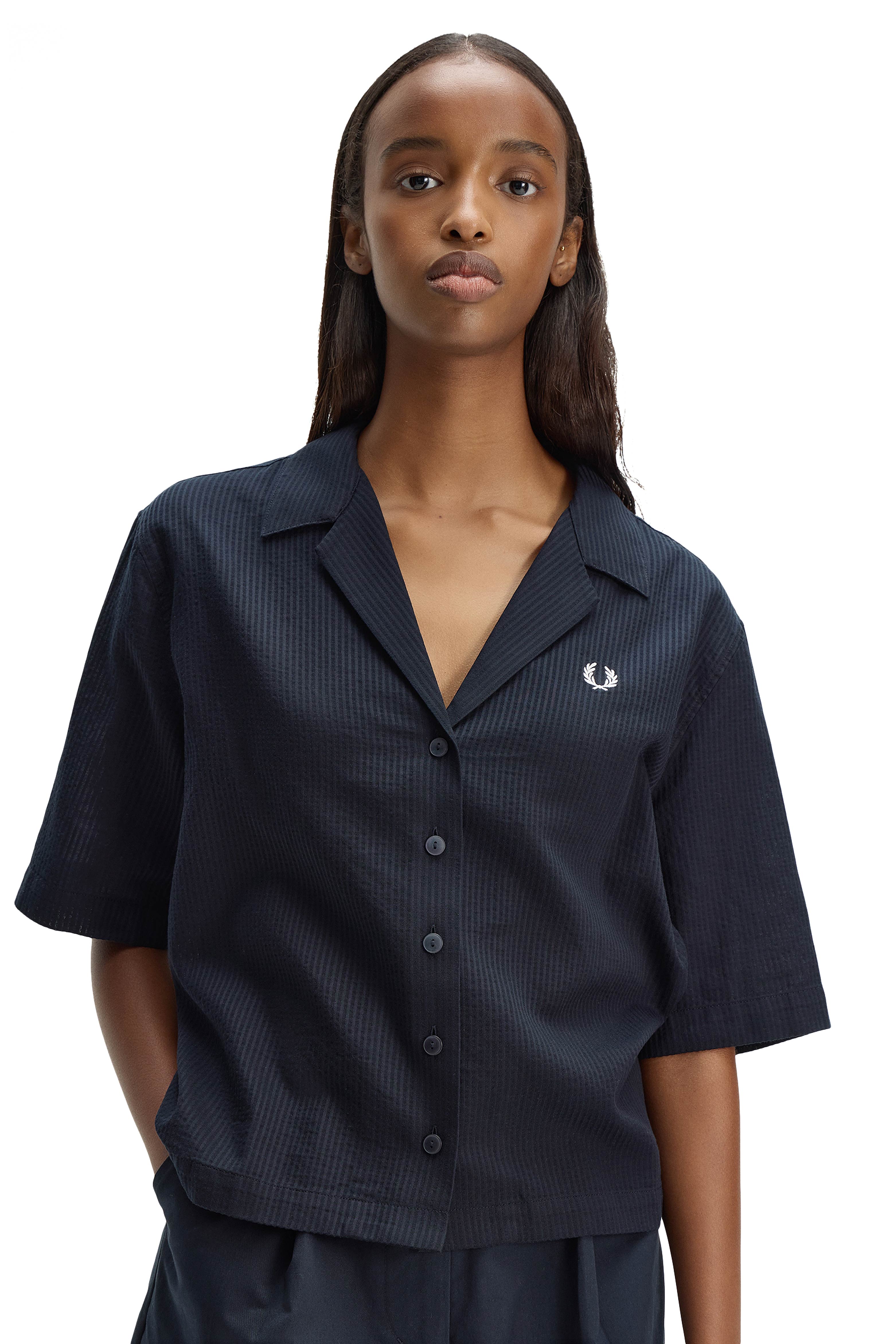 WOMEN'S SHEER STRIPE SHORT SLEEVE SHIRT thumbnail 3