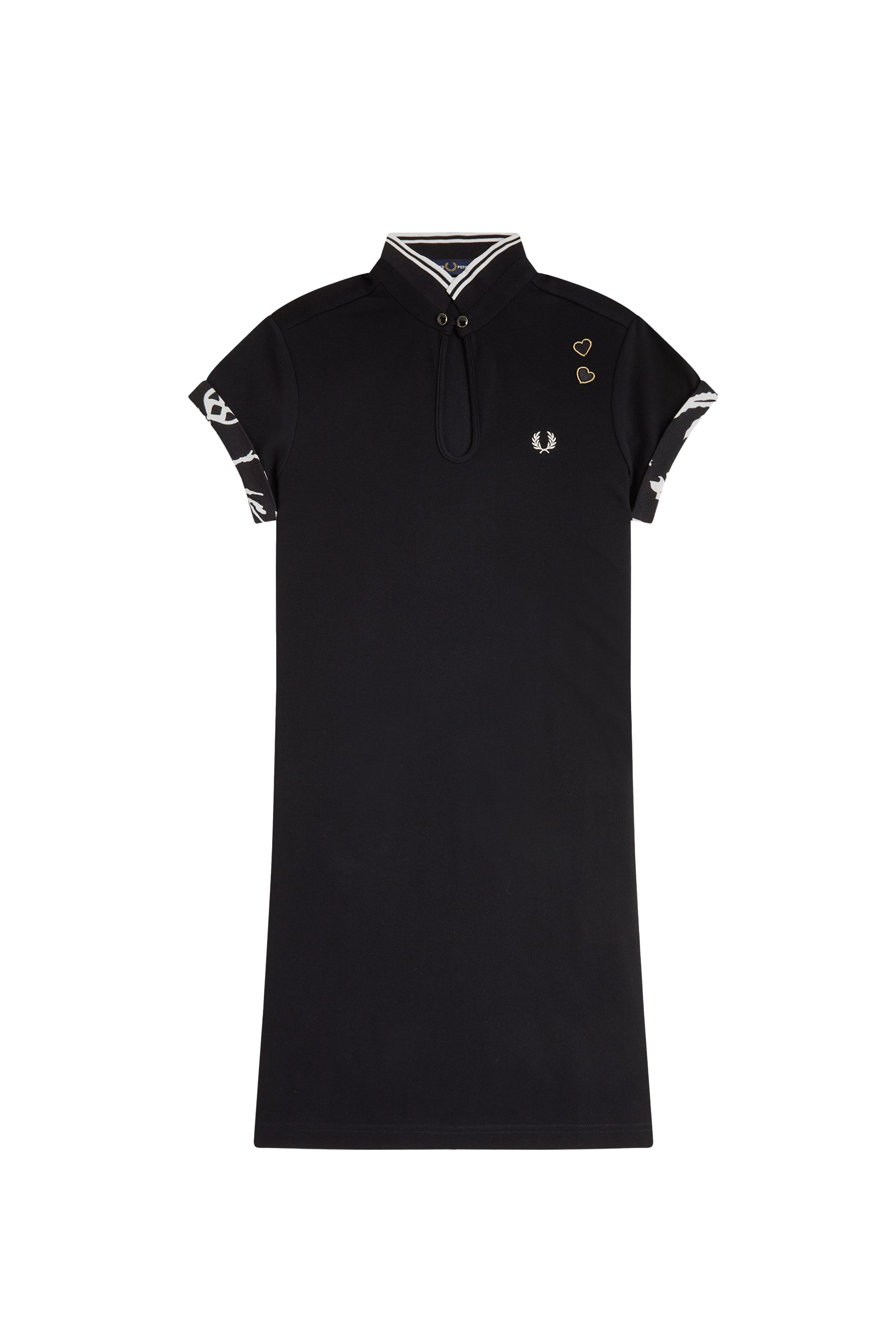 PRINTED TRIM PIQUE DRESS
