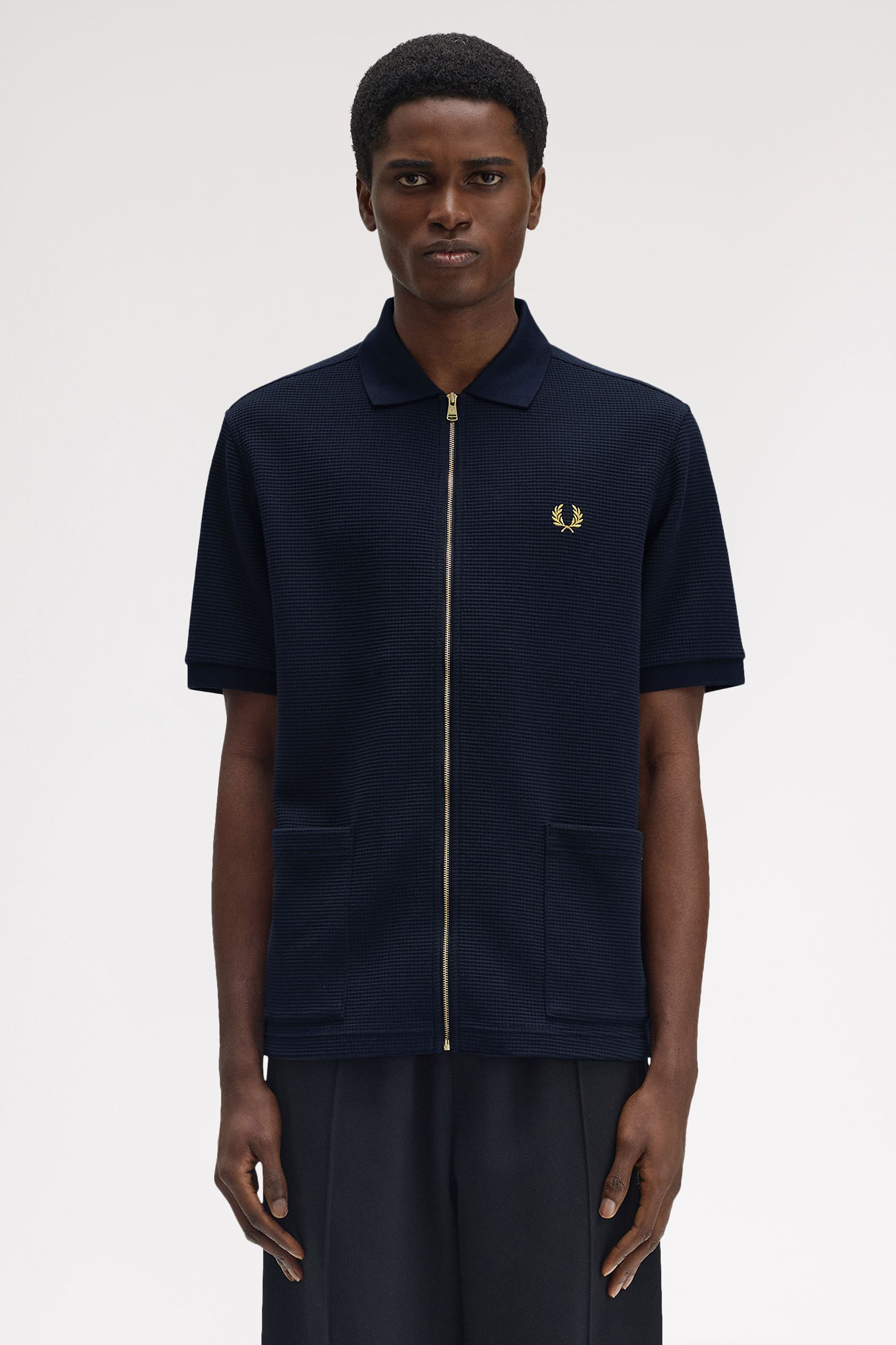 FRED PERRY WAFFLE ZIP THROUGH POLO SHIRT thumbnail 6