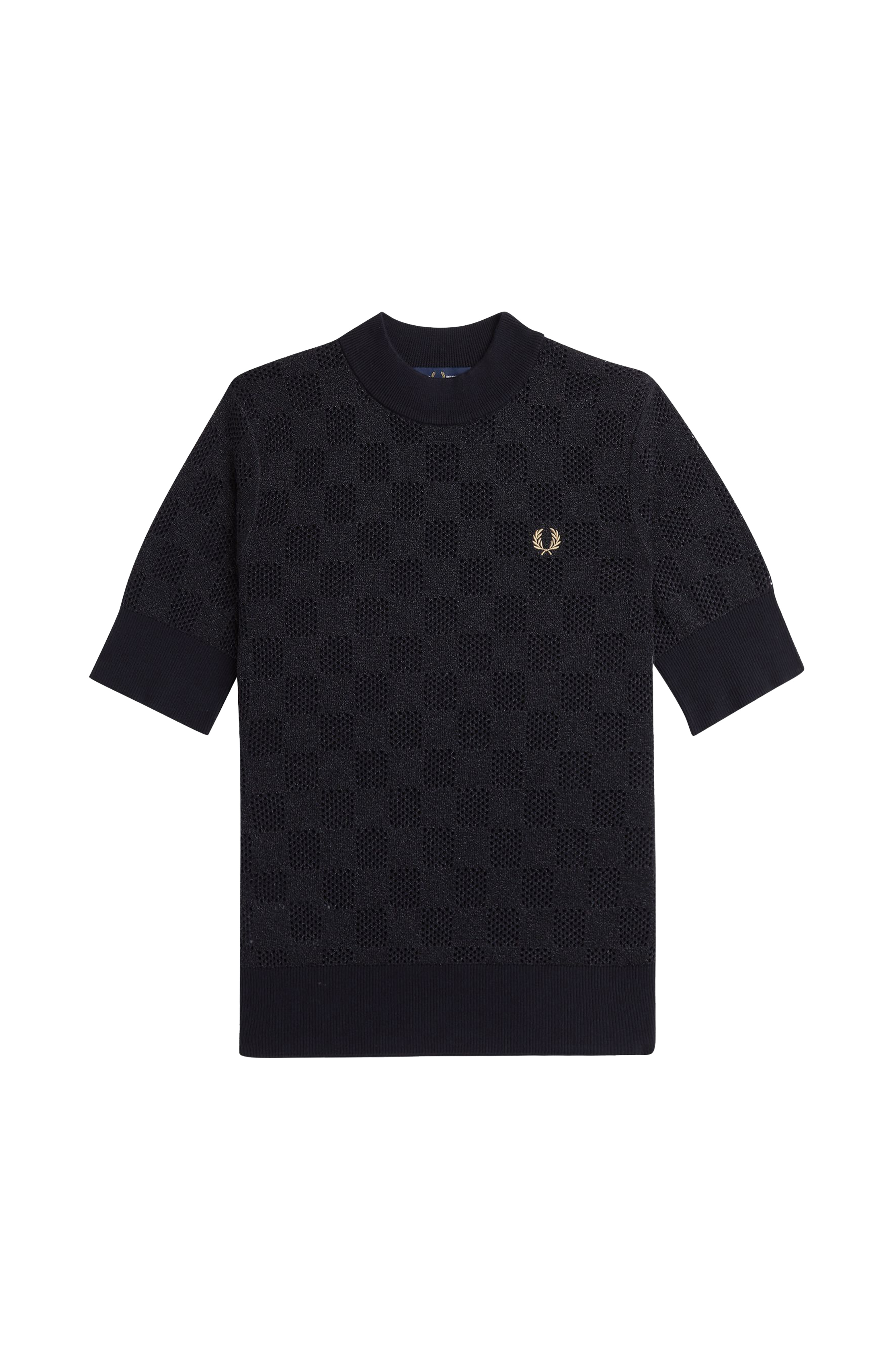 METALLIC CHEQUERBOARD KNTD TOP