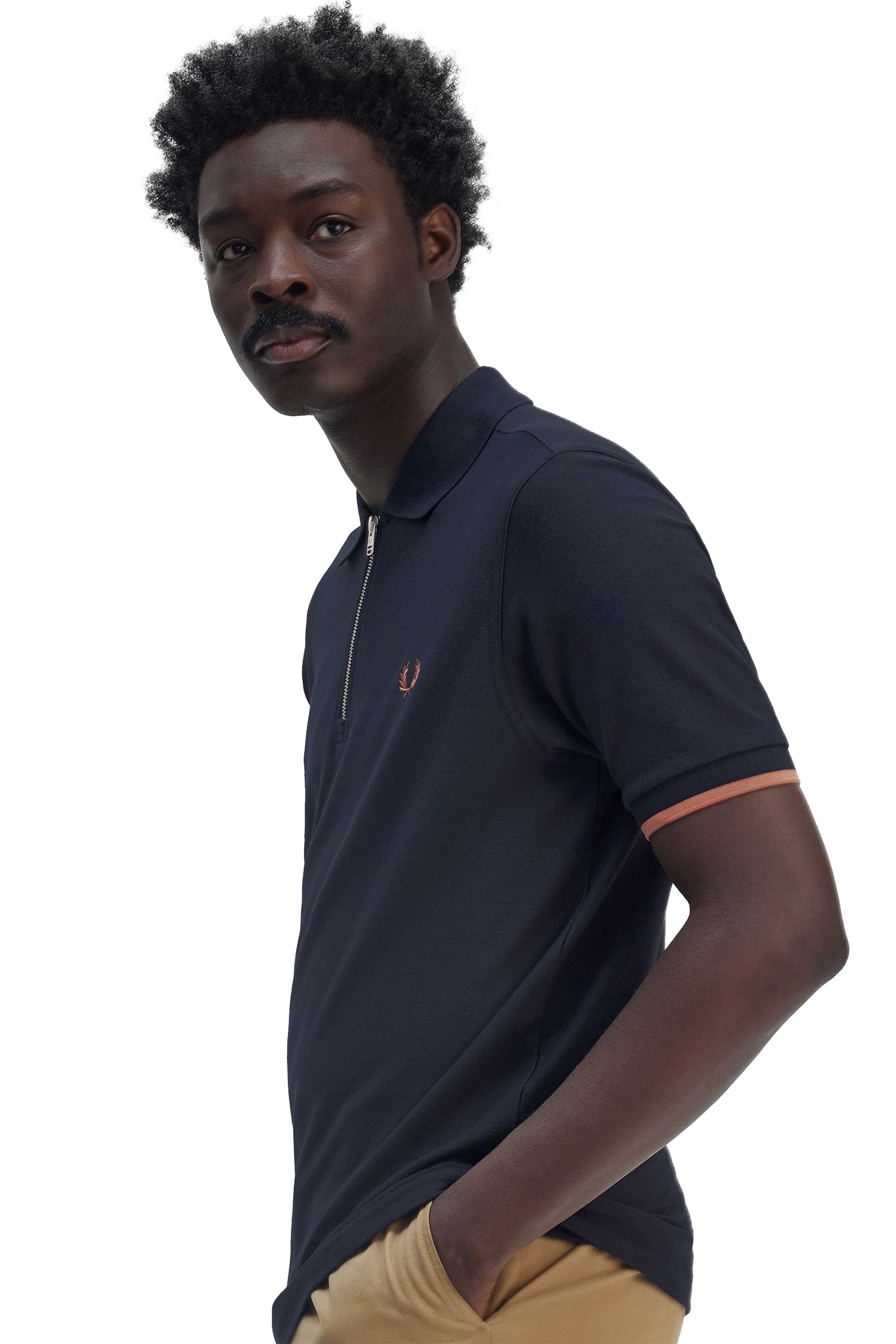 CREPE PIQUE ZIP NECK SHIRT thumbnail 6