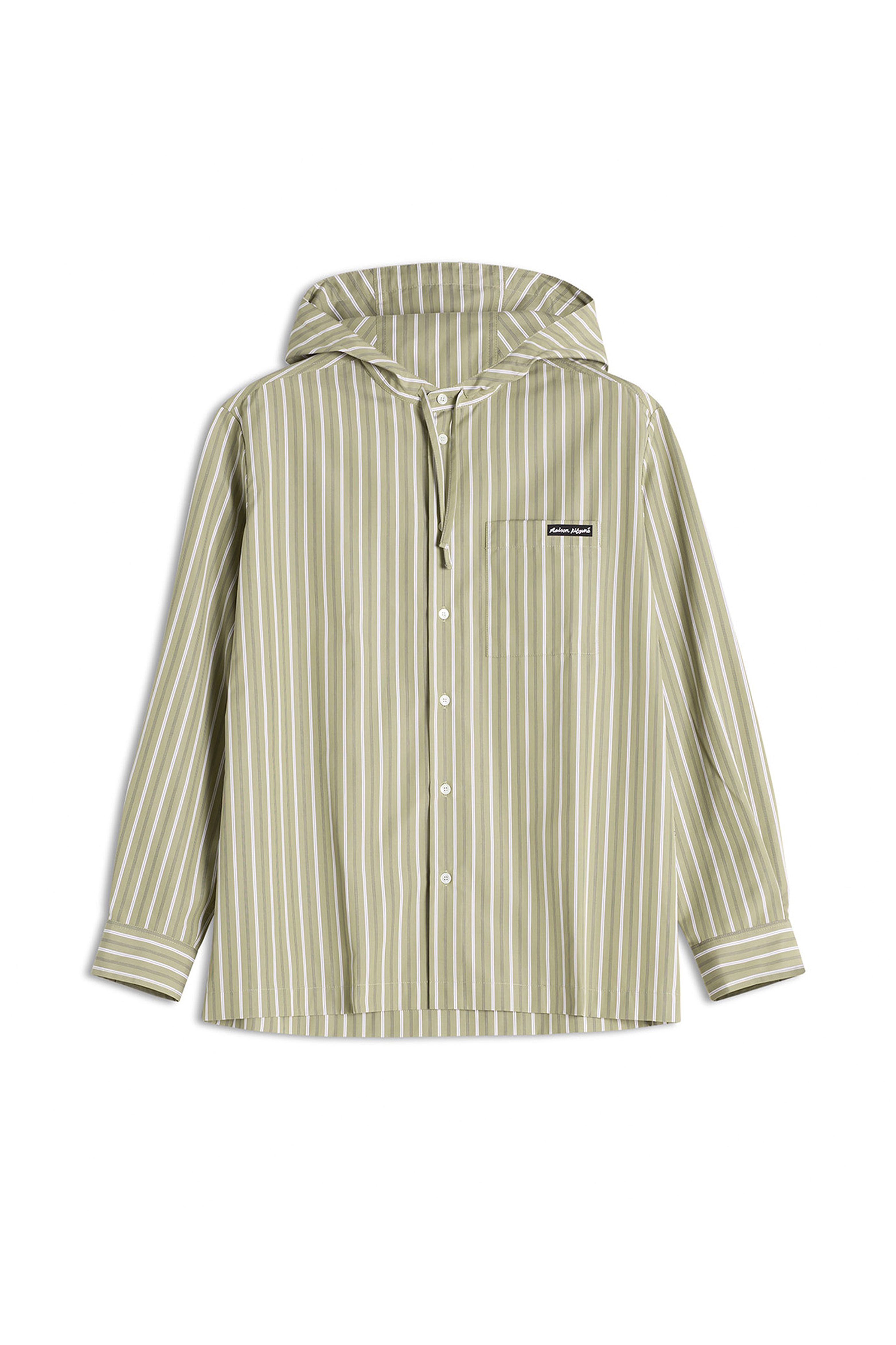 MENS FOX HEAD STRIPED HOODED LONG SLEEVE SHIRT