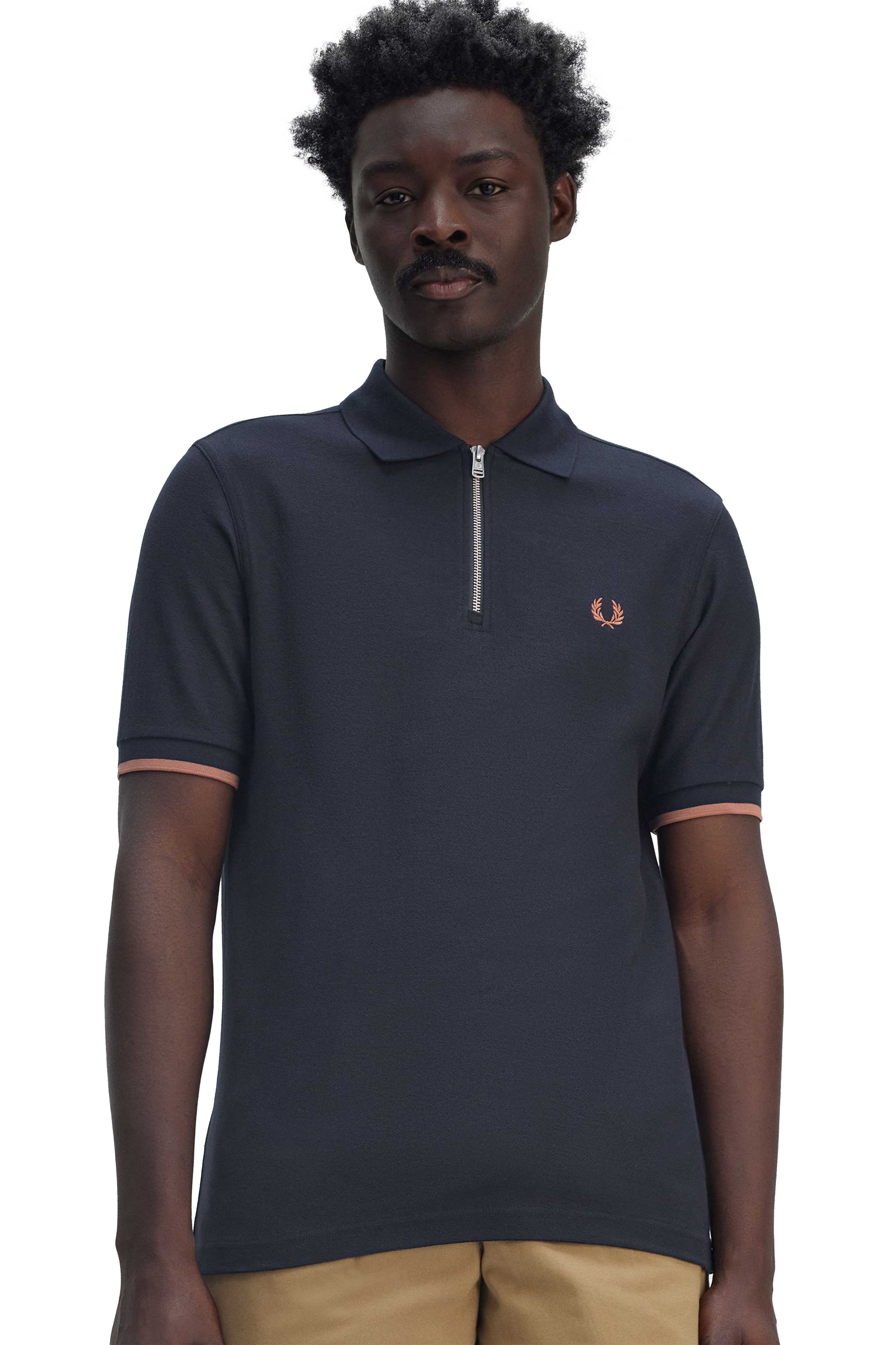 CREPE PIQUE ZIP NECK SHIRT thumbnail 3