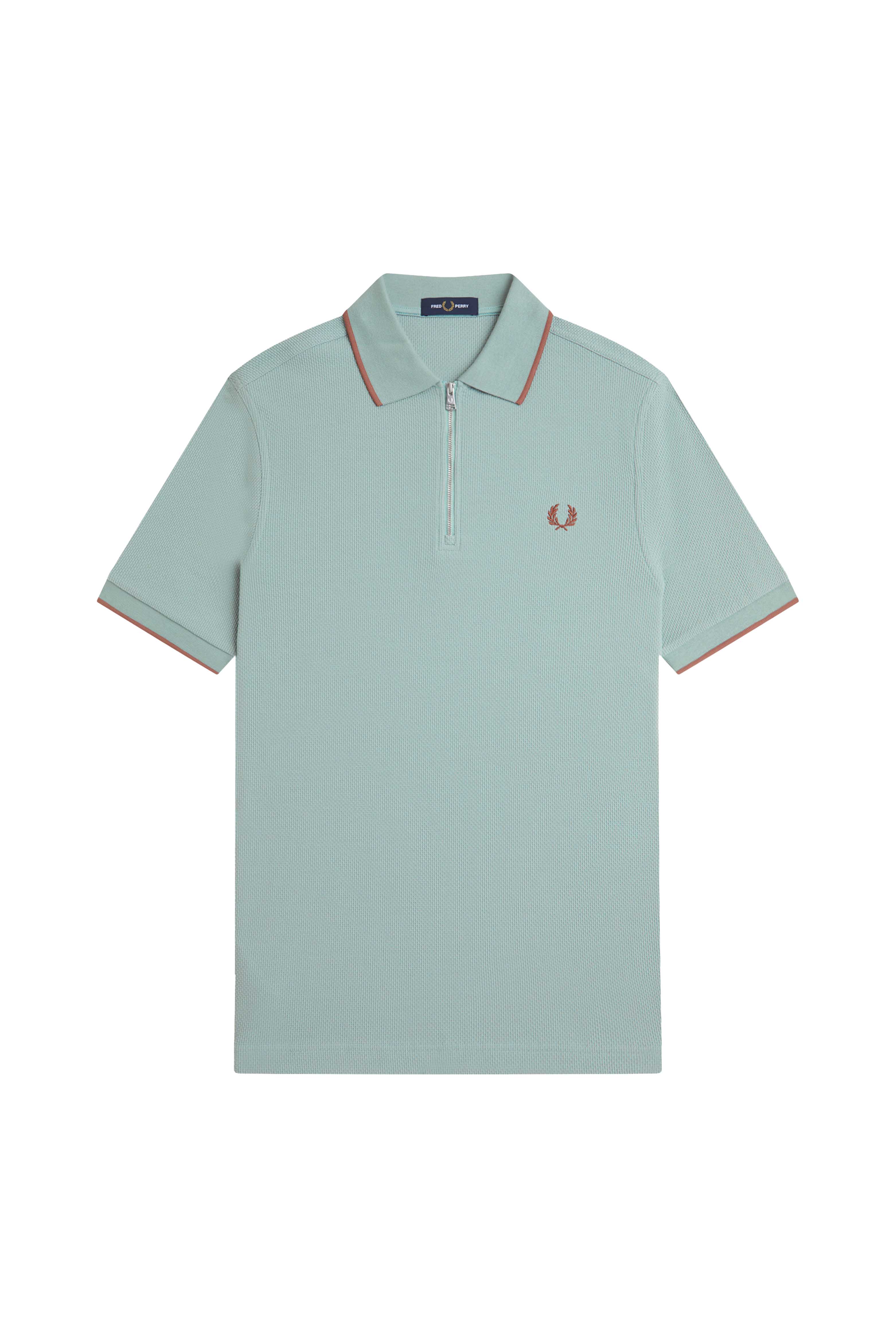 TEXTURED ZIP NECK POLO SHIRT