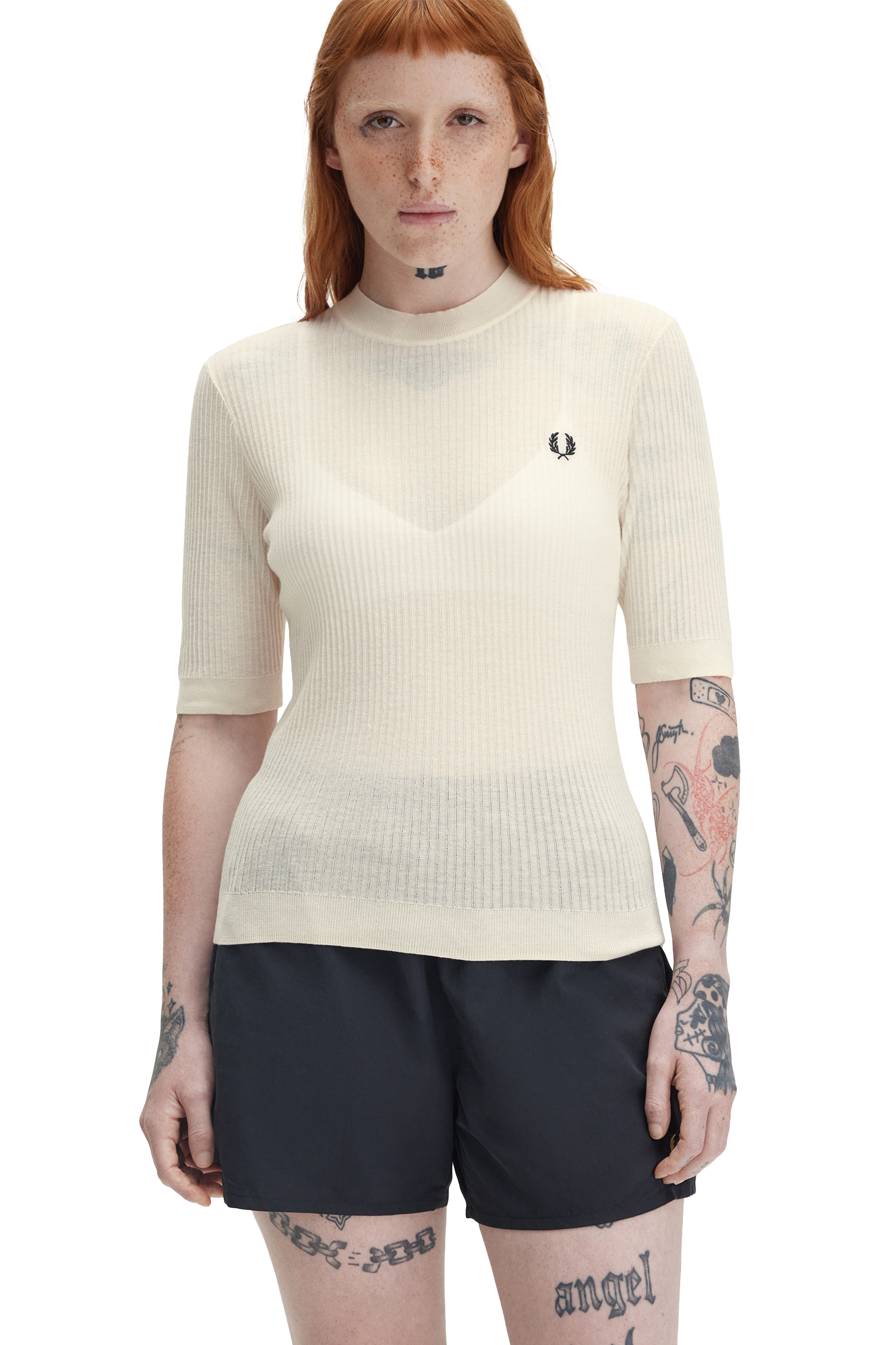 SHEER KNIT HIGH NECK TOP thumbnail 4